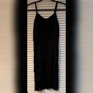 Cheryl Creations Fringe Flapper 1920s Style Black Dress | Size L